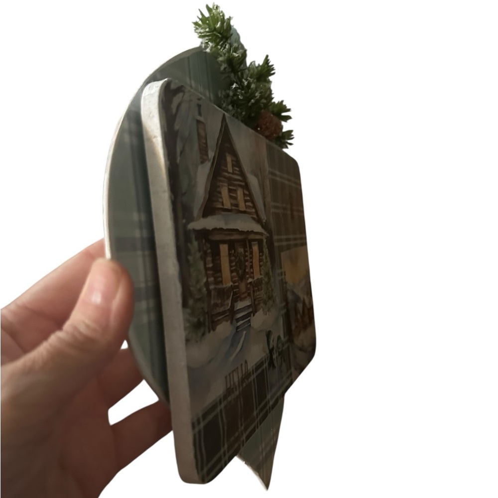 Handcrafted Holiday Plaid with Cabin Design Hanging Decor - Picture 3 of 5